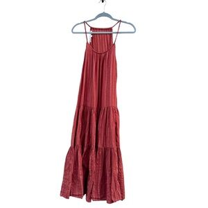 Frye x Anthropologie Alyssa Tiered Maxi Dress Copper Metallic Stripe Medium